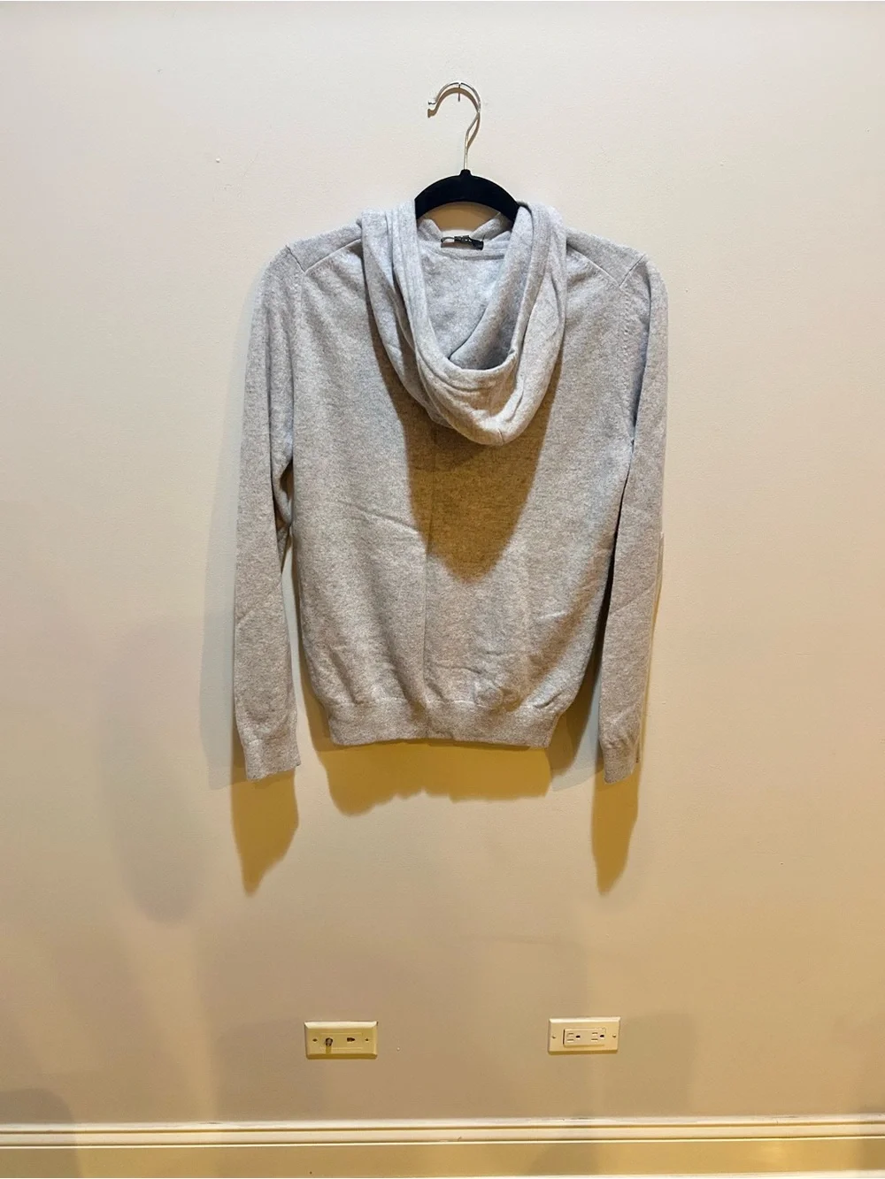 Reiss Light Gray Men's 100% Cashmere Hooded Pullover Sweater, Sz S